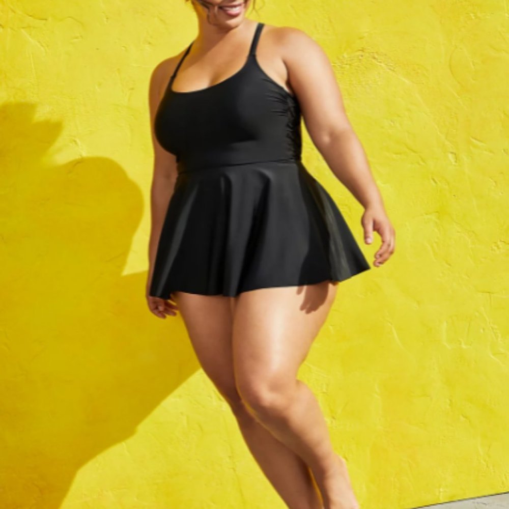 TORRID 6X black side tie swim dress swimsuit